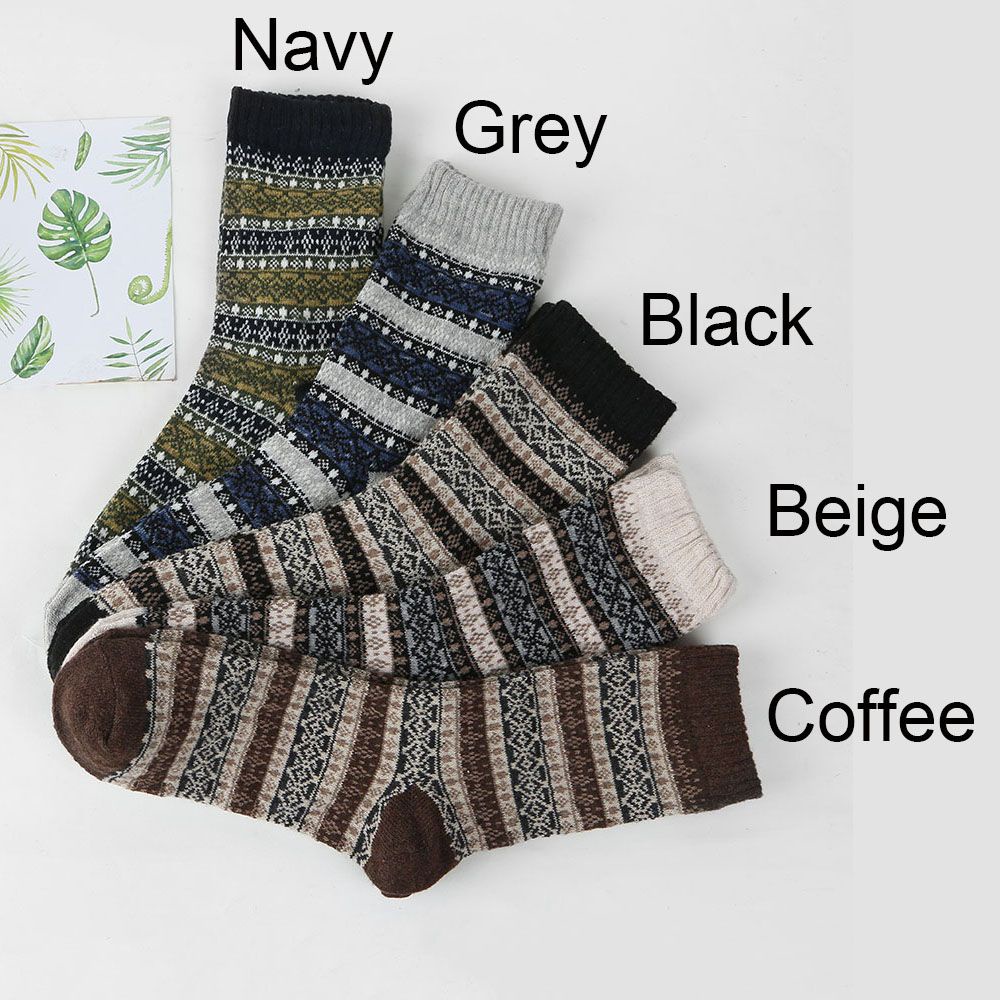 Vớ Len Dày Dặn Mềm Mại Giữ Ấm Mùa Đông Nhiều Màu Sắc Kiểu Dân Tộc Cho Nam