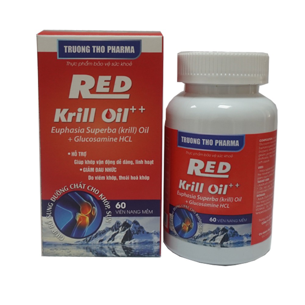 Thực phẩm bảo vệ sức khỏe RED Krill Oil ++ giúp tăng cường dịch khớp, tái tạo sụn khớp - Trường Thọ Pharma hộp 60 viên