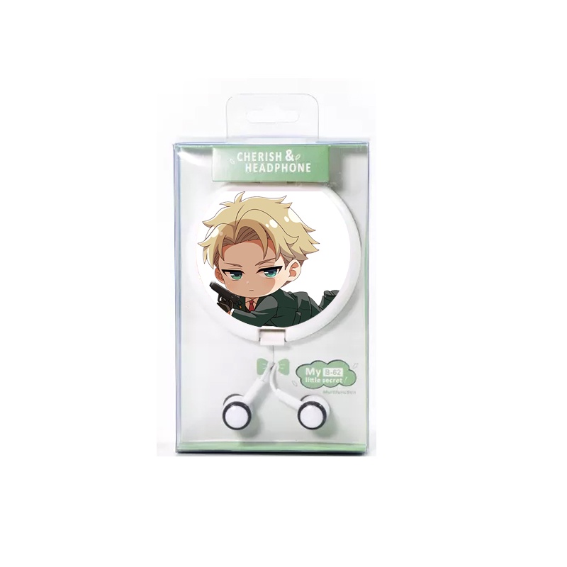 Tai nghe hộp tròn in hình SPY x Family ver nằm Gia đình điệp viên anime chibi nghe nhạc tiện lợi