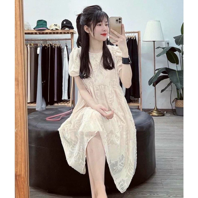 Váy bầu ngắn tay thời trang thiết kế công sở xinh xắn vải voan lông mềm mát Mom and Baby M526