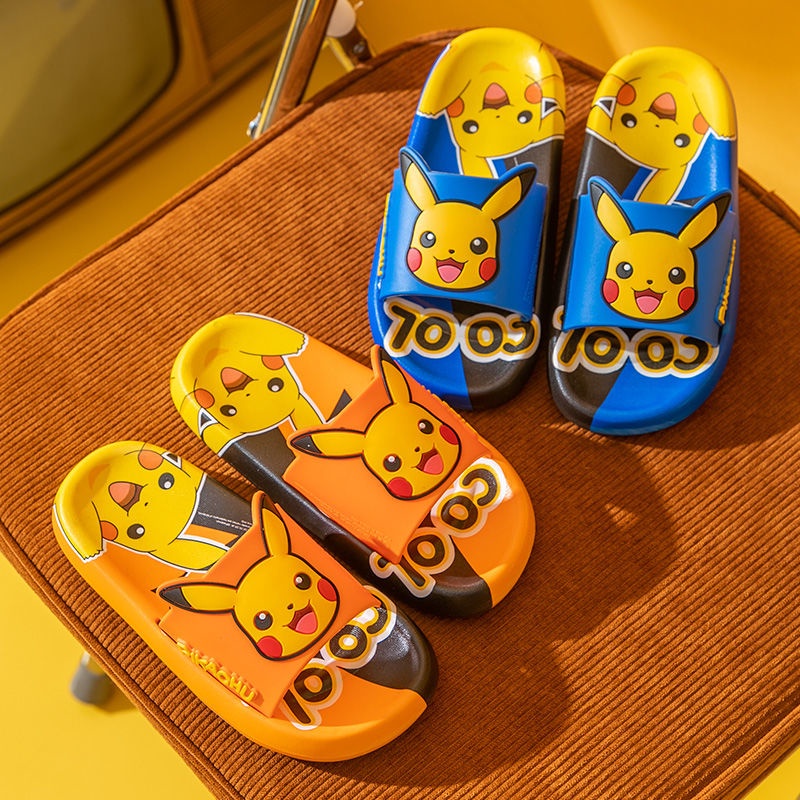 Pokemon kids Slippers Indoor Slippers Cute Pikachu Slippers Summer Cartoon Slippers Home Slippers Non-slip Soft Bottom Sandals and Slippers Bath Shoes Outdoor Slippers Baby Slippers