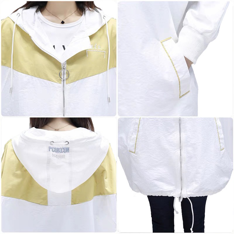 Áo khoác chống nắng nữ AES form dài vải dù phối 2 màu