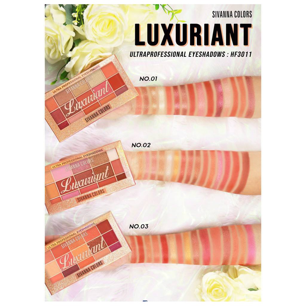 Bảng Phấn Mắt Sivanna Colors Luxuriant HF3011 Gồm 15 Ô Màu Sivanna Colors Luxuriant Ultra Professional Eyeshadows HF3011