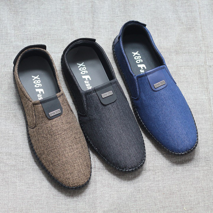 Giày lười vải jean cao cấp lịch lãm đế khâu chắc chắn 3 màu đen -nâu -xanh (VJ)