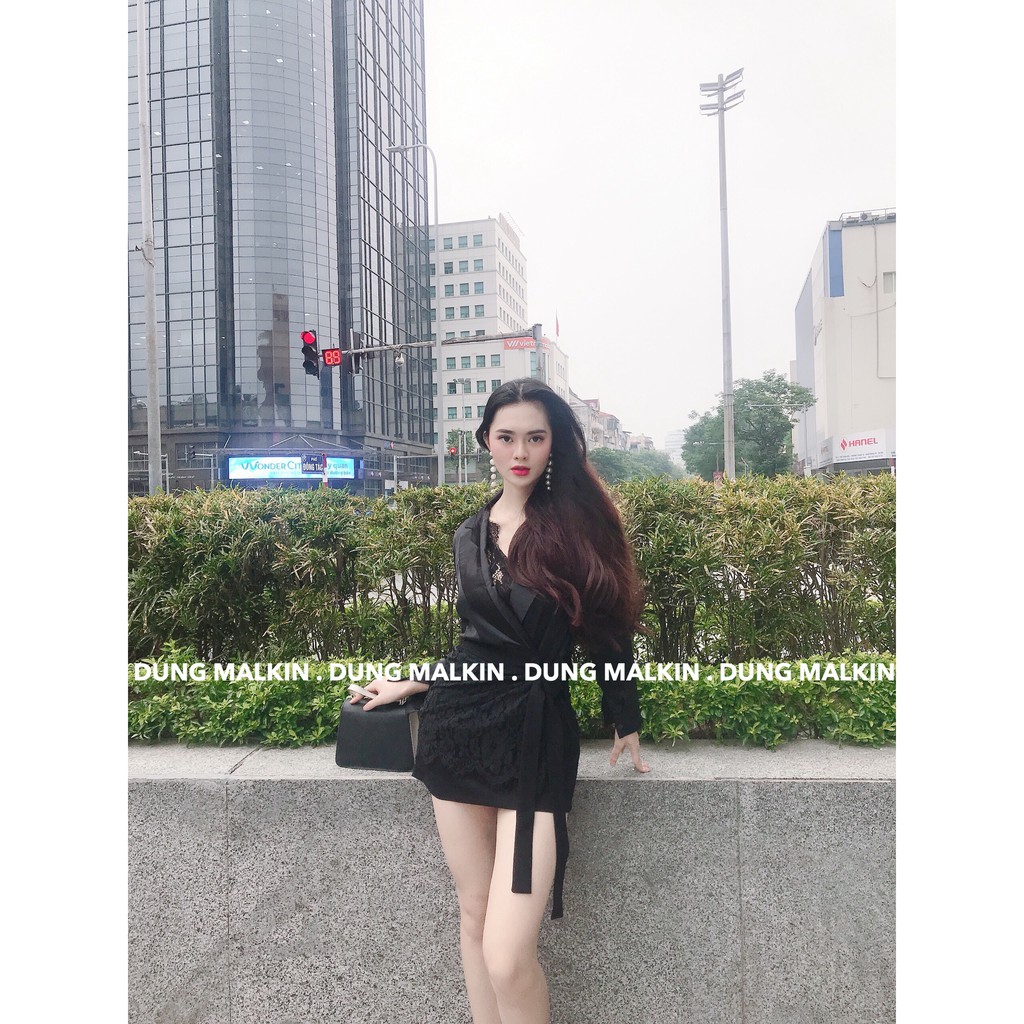 Set áo lụa chân váy ren S029