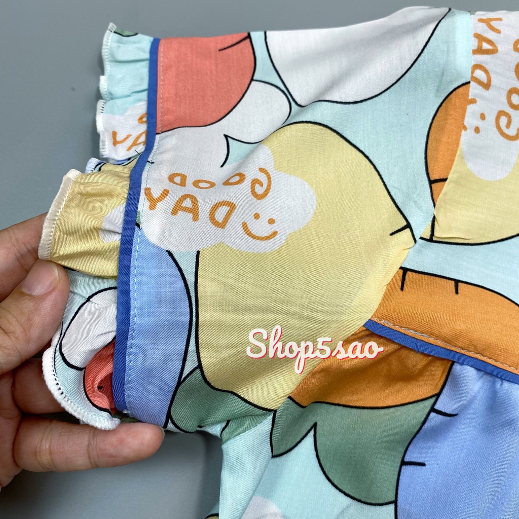 Bộ lanh mặc nhà, đồ bộ tole nữ SHOP5SAO lửng, tay ngắn phối viền màu