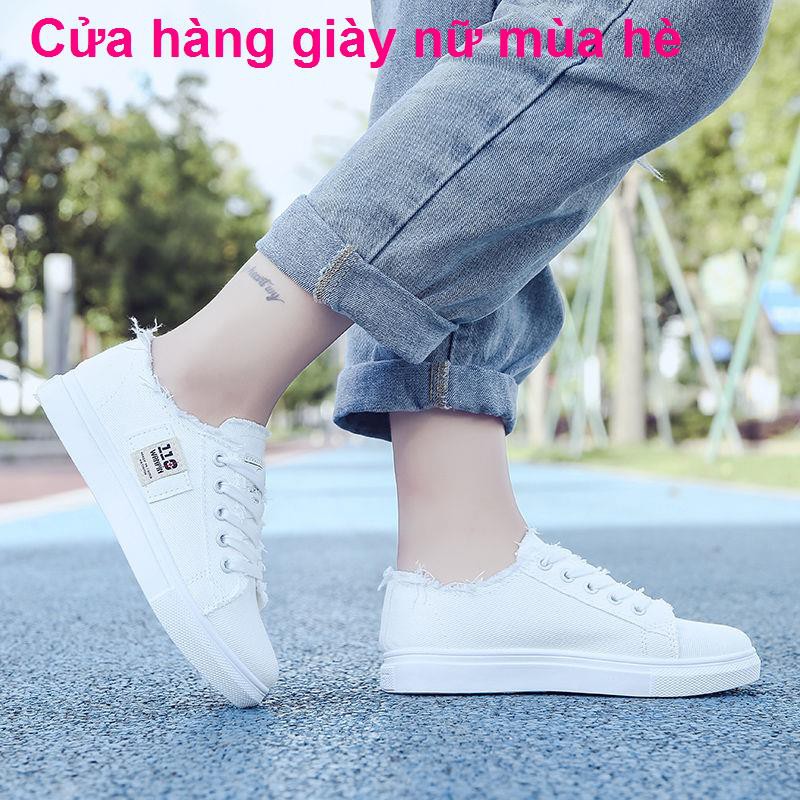 2021 giày mới mùa xuân và hè trắng nữ sinh Phiên bản Hàn Quốc của vải thấp cổ hoang dã trong bình thườngmóc kho | BigBuy360 - bigbuy360.vn