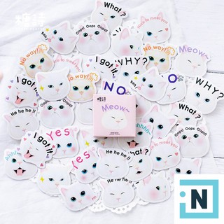 [ iNote ] Set 45 Sticker Dán Meow Say Yes Hộp Mini Siêu Cute