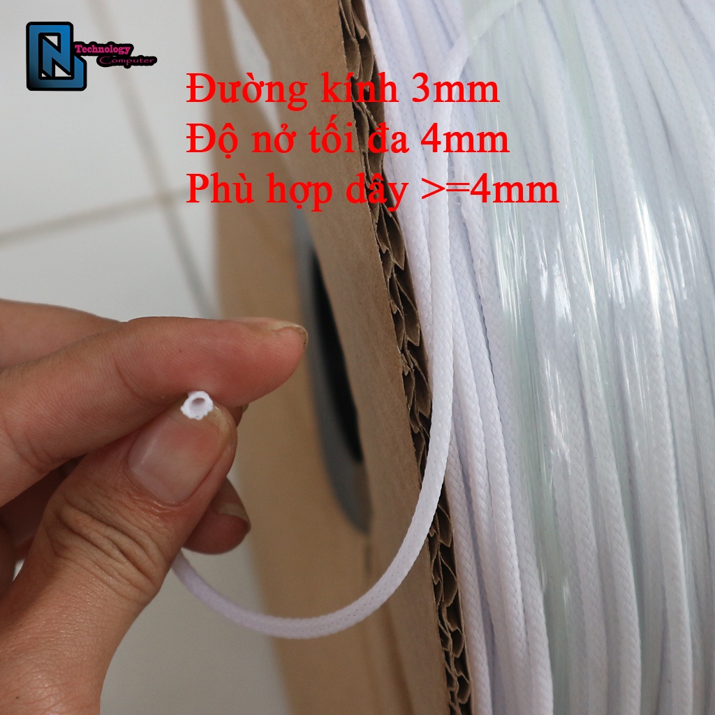 Lưới Bọc Dây PSU Sợi PET 5 Mét 3MM Loại Dày Ít Co Giãn Dùng Trang Trí Bảo Vệ Handmade