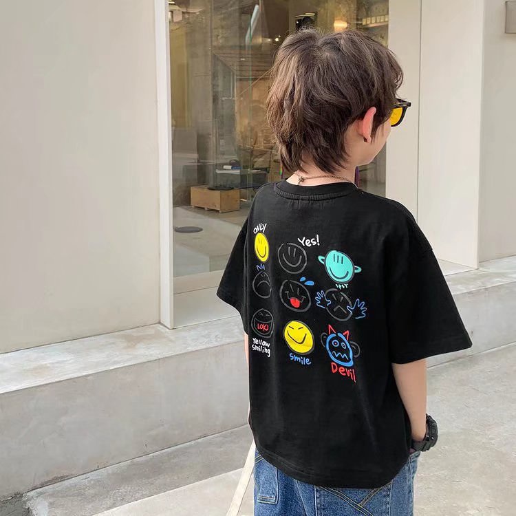 Áo thun BXPB cotton tay ngắn in họa tiết thời trang mùa hè cho bé trai 3-15 tuổi