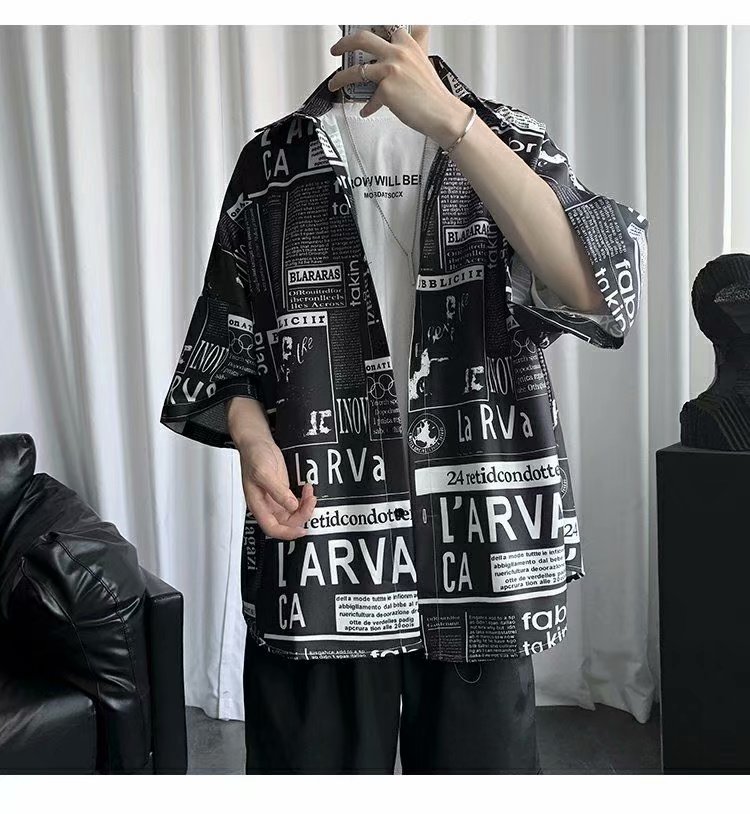 Áo Sơ Mi Ngắn Tay In Họa Tiết Graffiti Thời Trang Dành Cho Nam