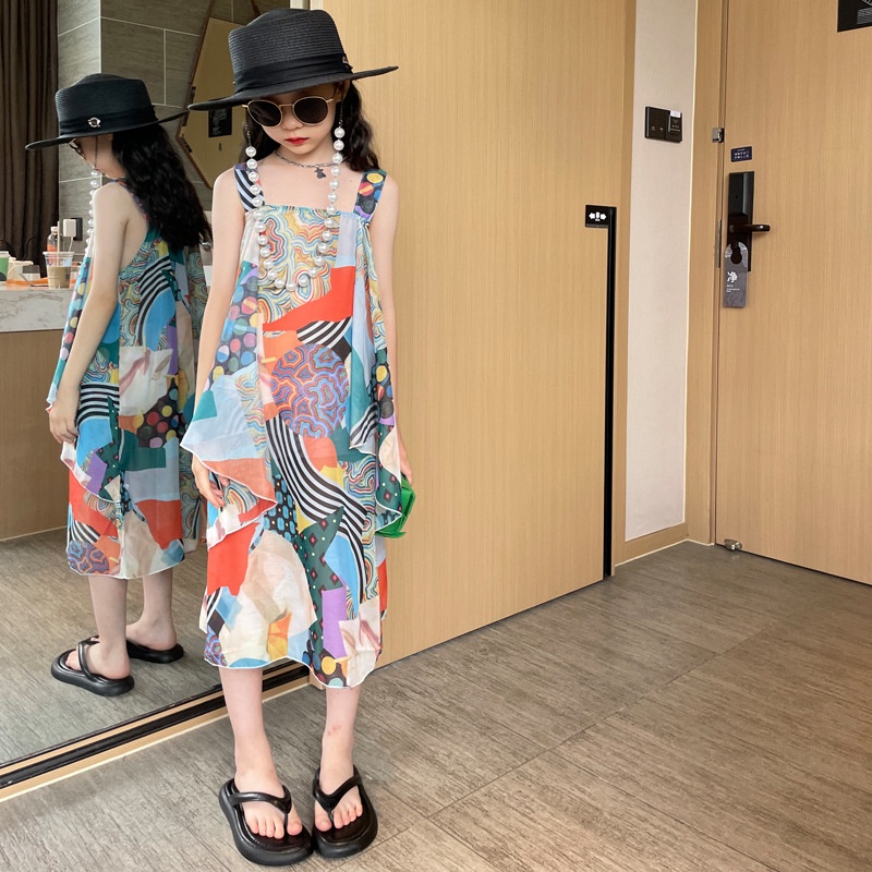 Đầm Voan Dáng Dài Phong Cách Bohemian Thời Trang Mùa Hè Hàng Mới Dành Cho Bé Gái