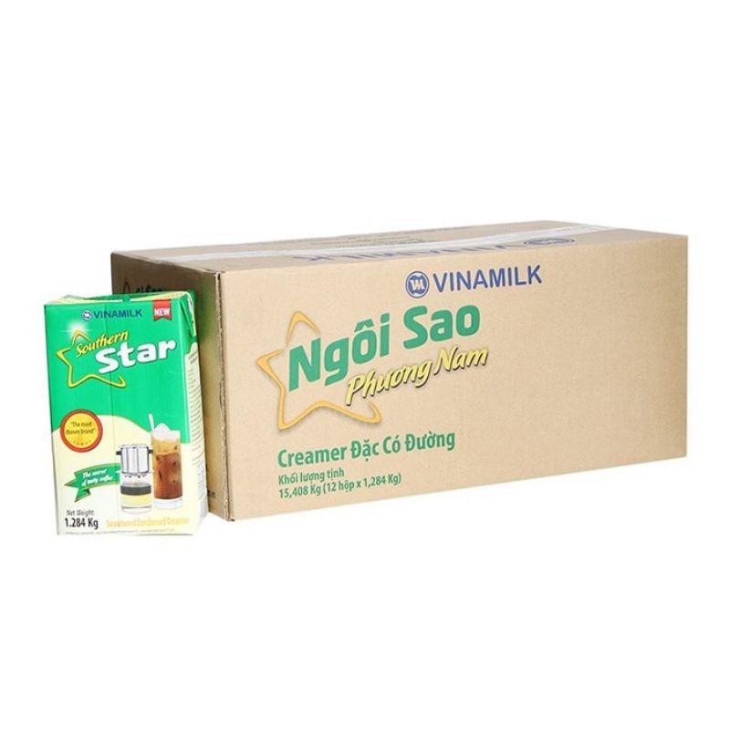 Thùng sữa đặc ngôi sao Phương Nam hộp giấy 1,284kg