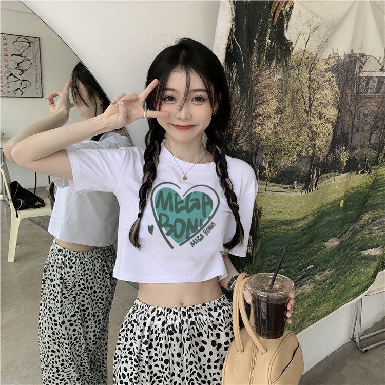 COZOK Áo Thun Croptop Tay Ngắn Dáng Rộng Thời Trang Cho Nữ