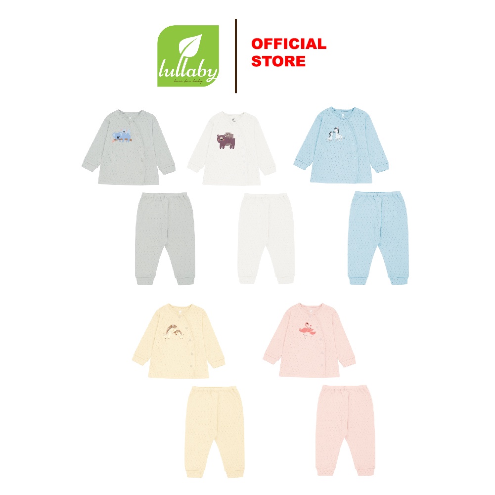 LULLABY Bộ quần áo cài lệch dài bo tay NH335M