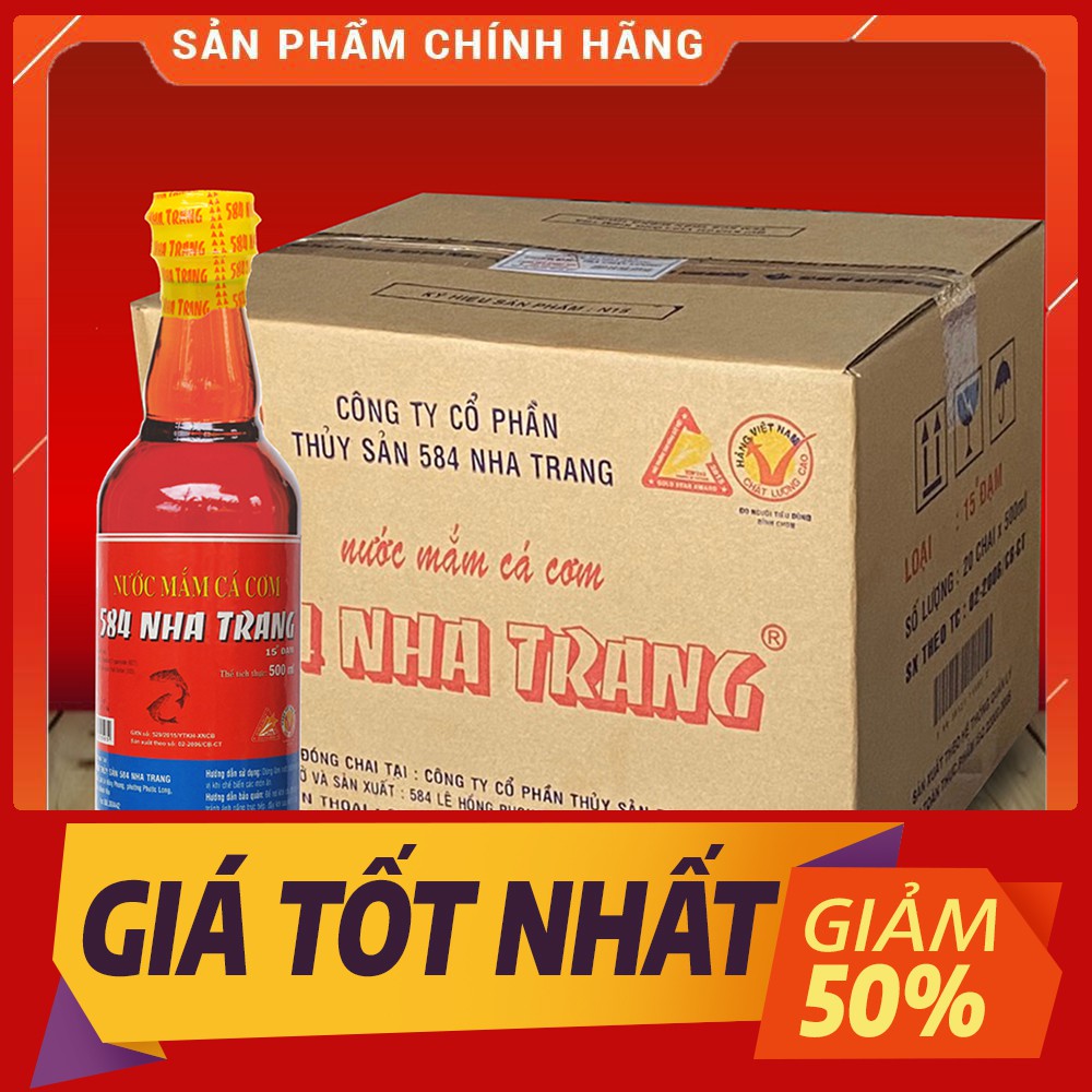 Nước mắm Cá cơm 15 ĐỘ ĐẠM- 584 Nha Trang - Nước mắm Truyền Thống, Chai 500ml, Date luôn mới