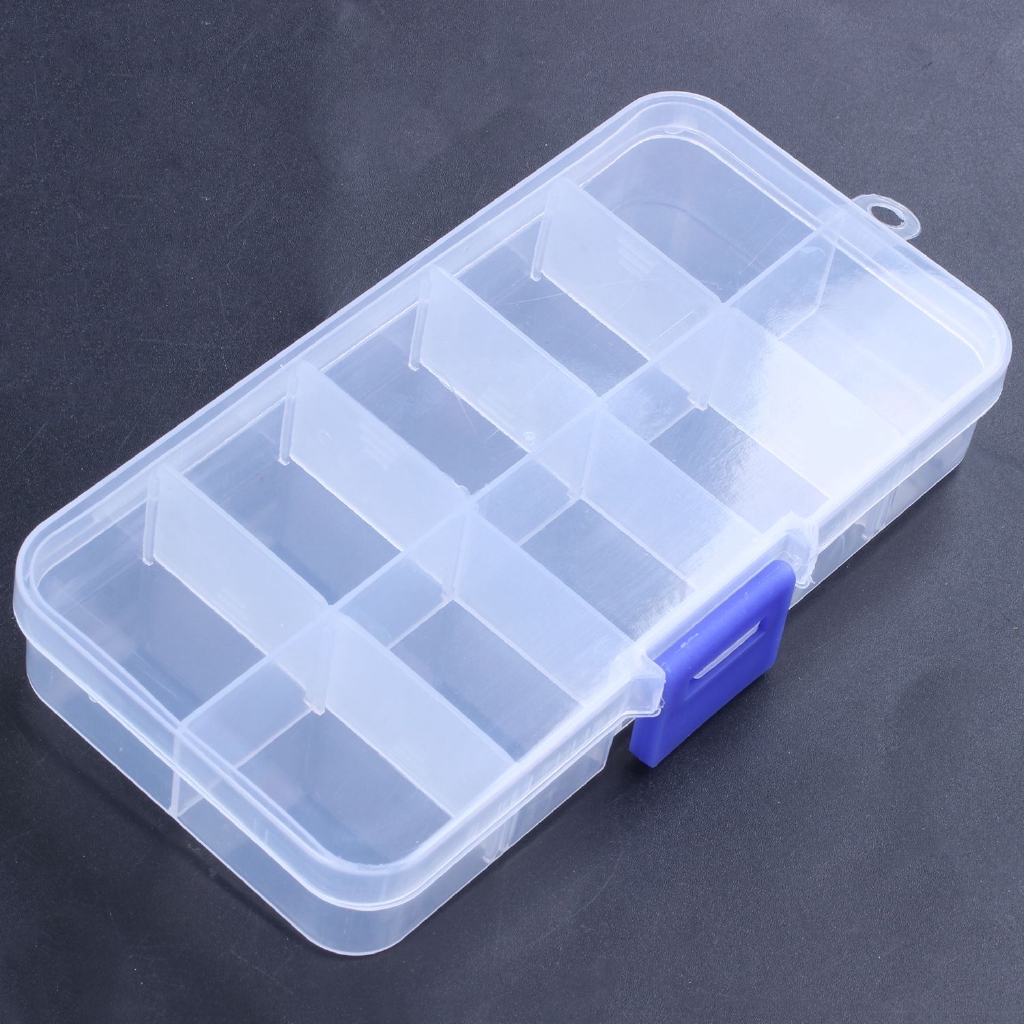 Set 2 hộp đựng linh kiện điện tử 10 ô bằng nhựa trong suốt tiện dụng