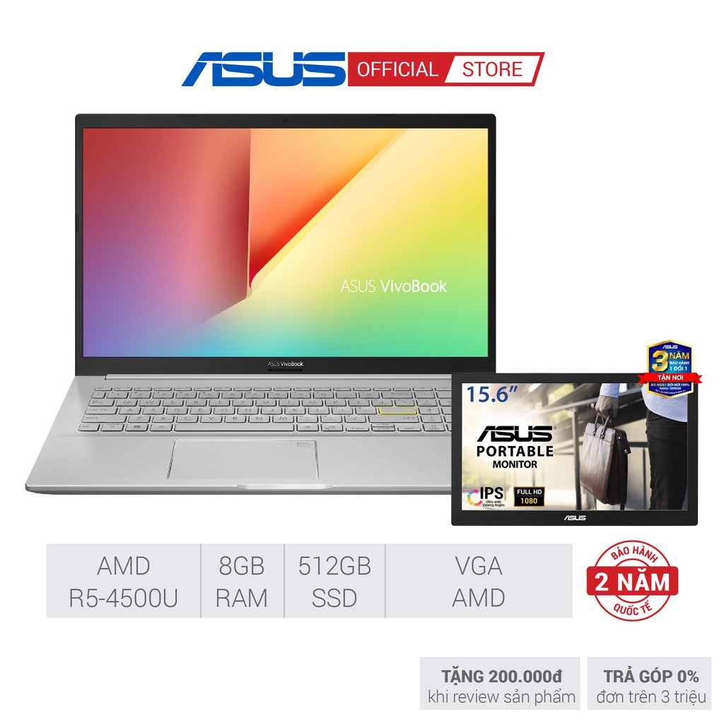 Laptop Asus Vivobook M513IA-EJ282T Ryzen 5-4500U | 8GB | 512GB SSD | 15.6FHD | VGA ON | Win10 | Silver