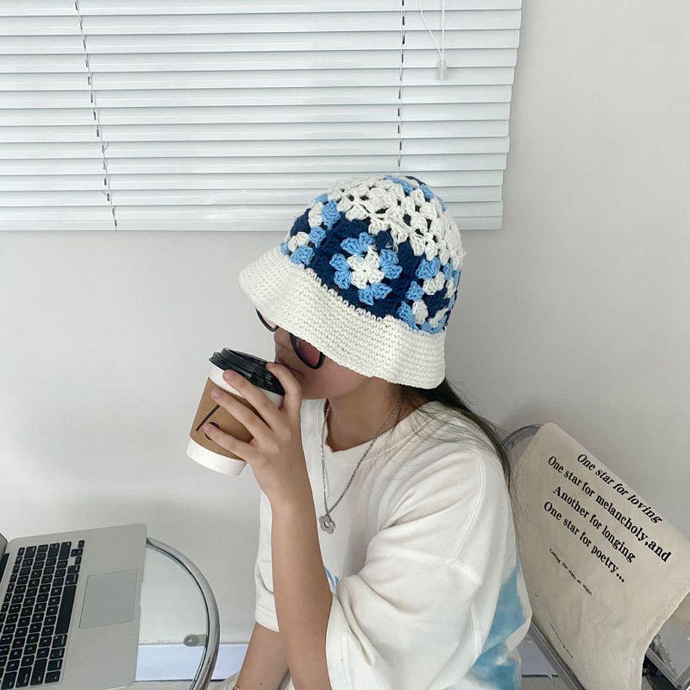 QQMALL Mũ Bucket Dệt Kim Chống Nắng Thời Trang Mùa Đông Cho Nữ