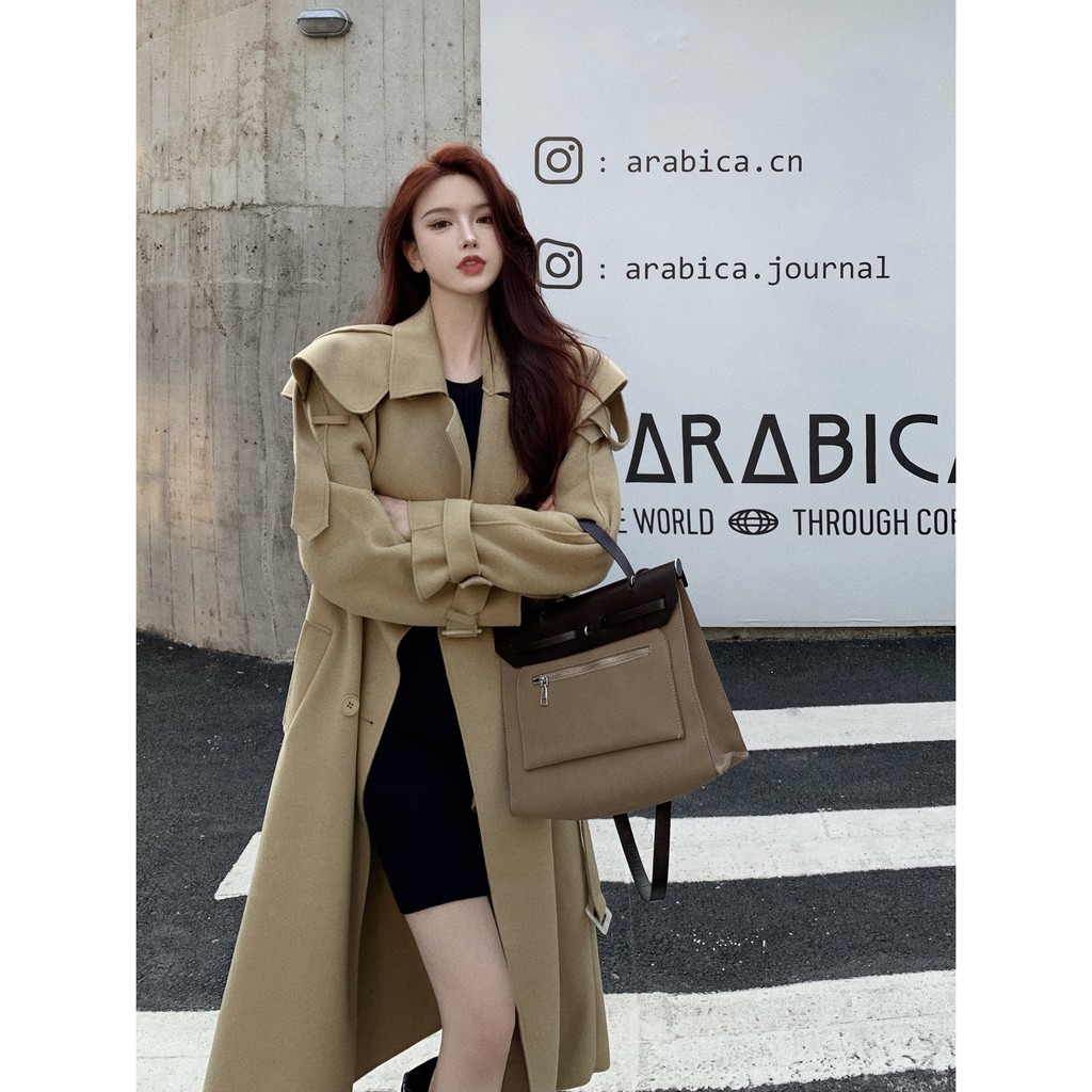 [ 𝐅𝐑𝐄𝐄𝐒𝐇𝐈𝐏 ] Áo khoác dạ mùa đông dáng dài của nữ hàng Quảng Châu cao cấp phong cách sang chảnh khí chất