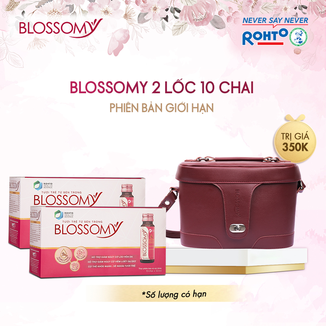 [Mã COSMALL27 -10% ĐH250k]Bộ 2 hộp Thực phẩm bảo vệ sức khỏe Blossomy (10 chai/ hộp) + Tặng 1 Túi trống thời trang | BigBuy360 - bigbuy360.vn
