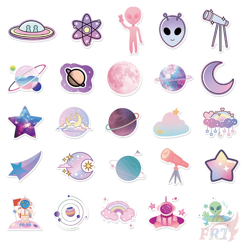 ❉ Màu Candy Macaron. Ngôi Sao Nghệ Thuật Series 01 Nhãn Dán ❉ Bộ 50 Sticker Chống Thấm Nước Họa Tiết Doodle Hợp Thời Trang