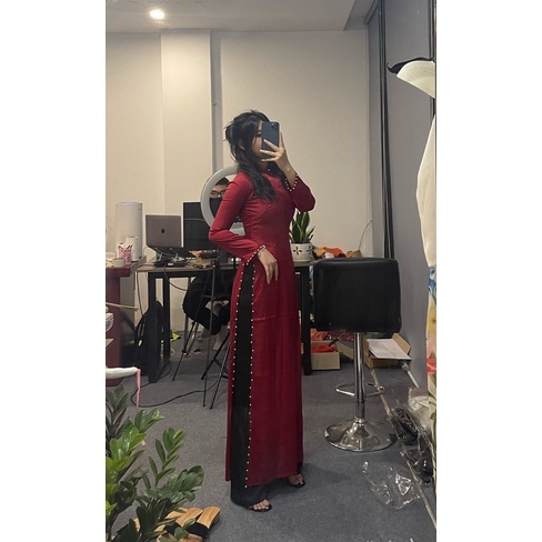 Áo dài truyền thống lụa vân gỗ-kèm ảnh thật