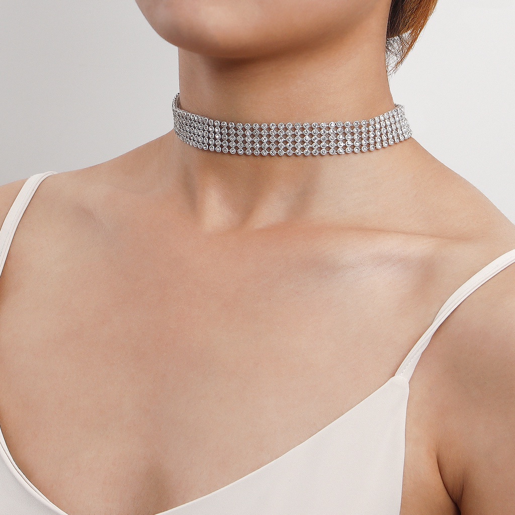 Vòng Cổ Choker Ngắn Nhiều Lớp Đính Đá Toàn Diện Cá Tính