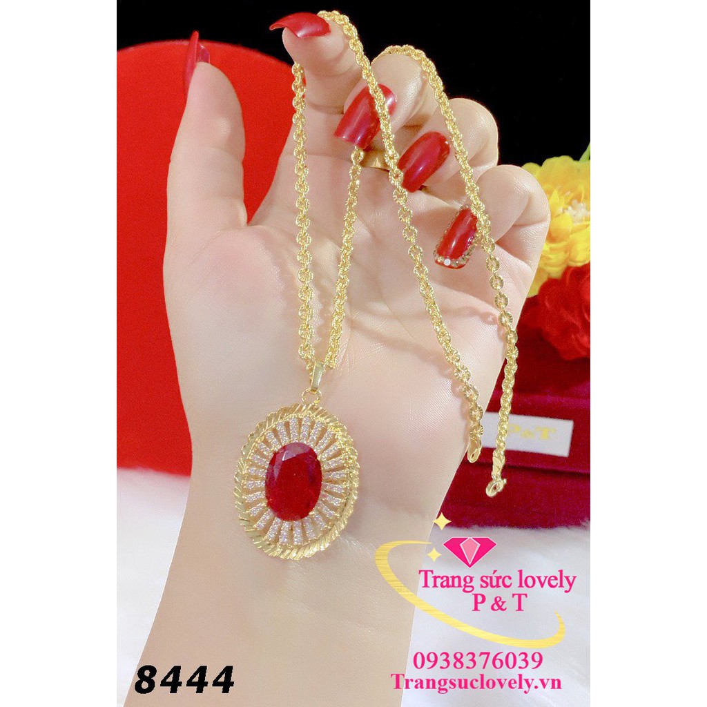 Dây chuyền mặt đá đỏ xoàn 8444