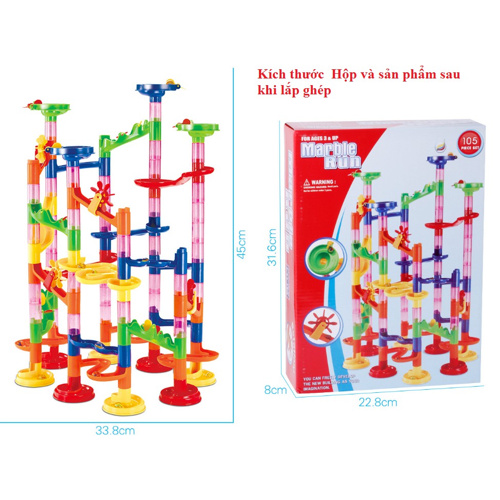 Mô hình lắp ghép tháp lăn bi 105 chi tiết - Trò chơi lắp ghép marble run