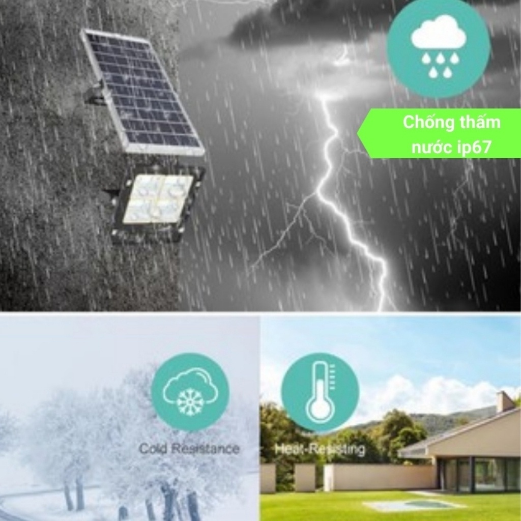 [Quà20K]Đèn Năng Lượng Mặt Trời,Đèn Led Pha Năng Lượng 4 khoang 100W,200W siêu sáng,SHOPNHATPHONG điều khiển, BH 2 năm