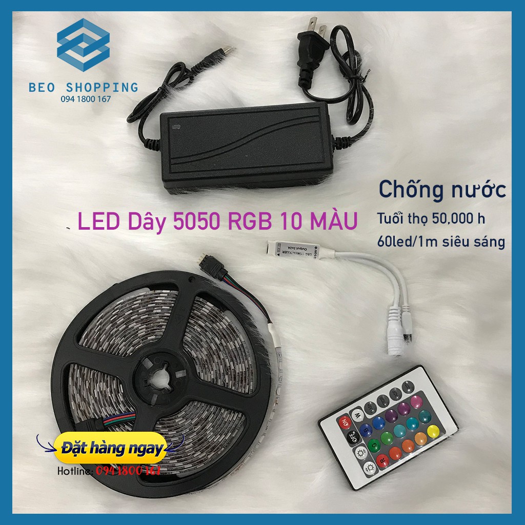 Dây LED RGB  5050 độ dài 5M quay tiktok, video, livestream bán hàng, trang trí xe hơi, nhà
