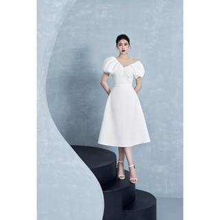 LAVIEM - Đầm trắng lệch vai Helly
