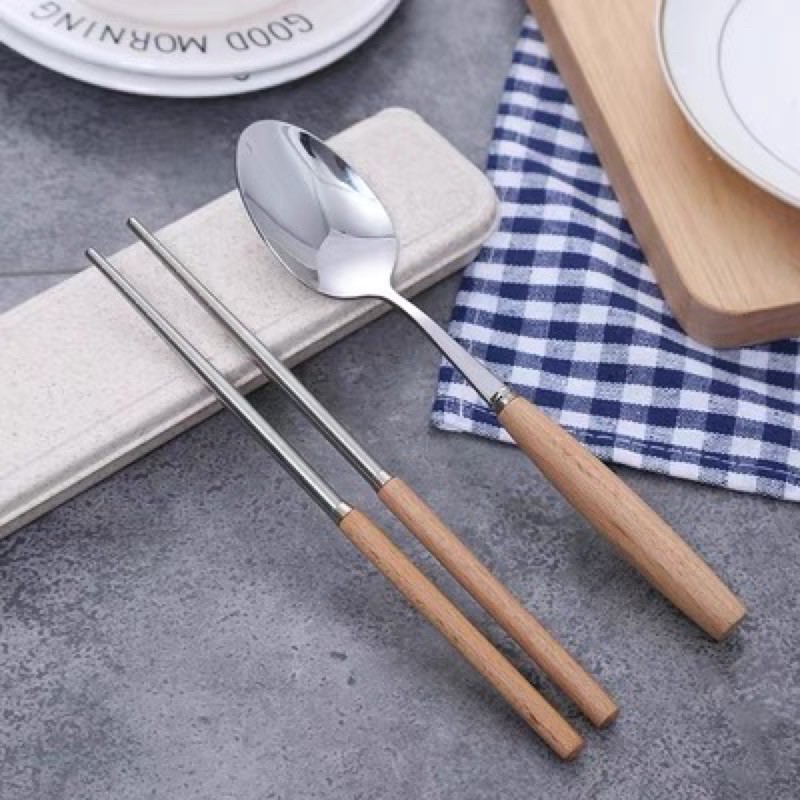 bộ thìa đũa + kèm hộp  văn phòng cao cấp ( set thìa gỗ)