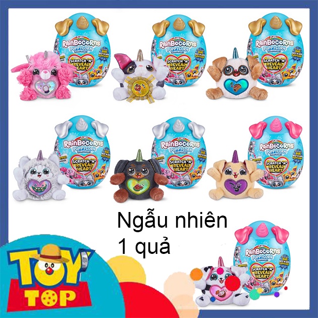 Đồ chơi quả trứng kỳ lân Rainbocorn ngẫu nhiên mùa Puppycorn chó cún con Scratch 'N' Reveal Heart chính hãng zuru