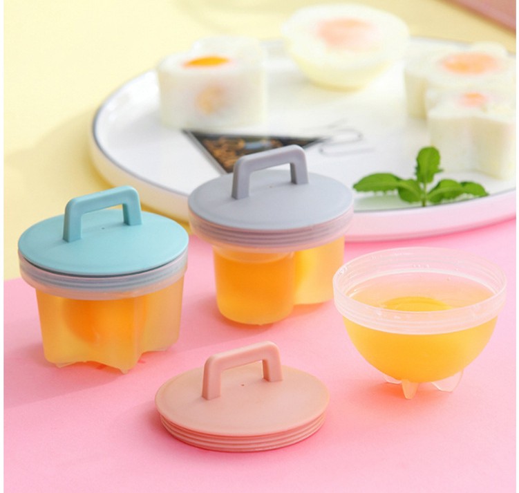 Set 4 Khuôn Dụng Cụ Luộc Trứng ANAEAT Bằng Nhựa Có Nắp Và Cọ