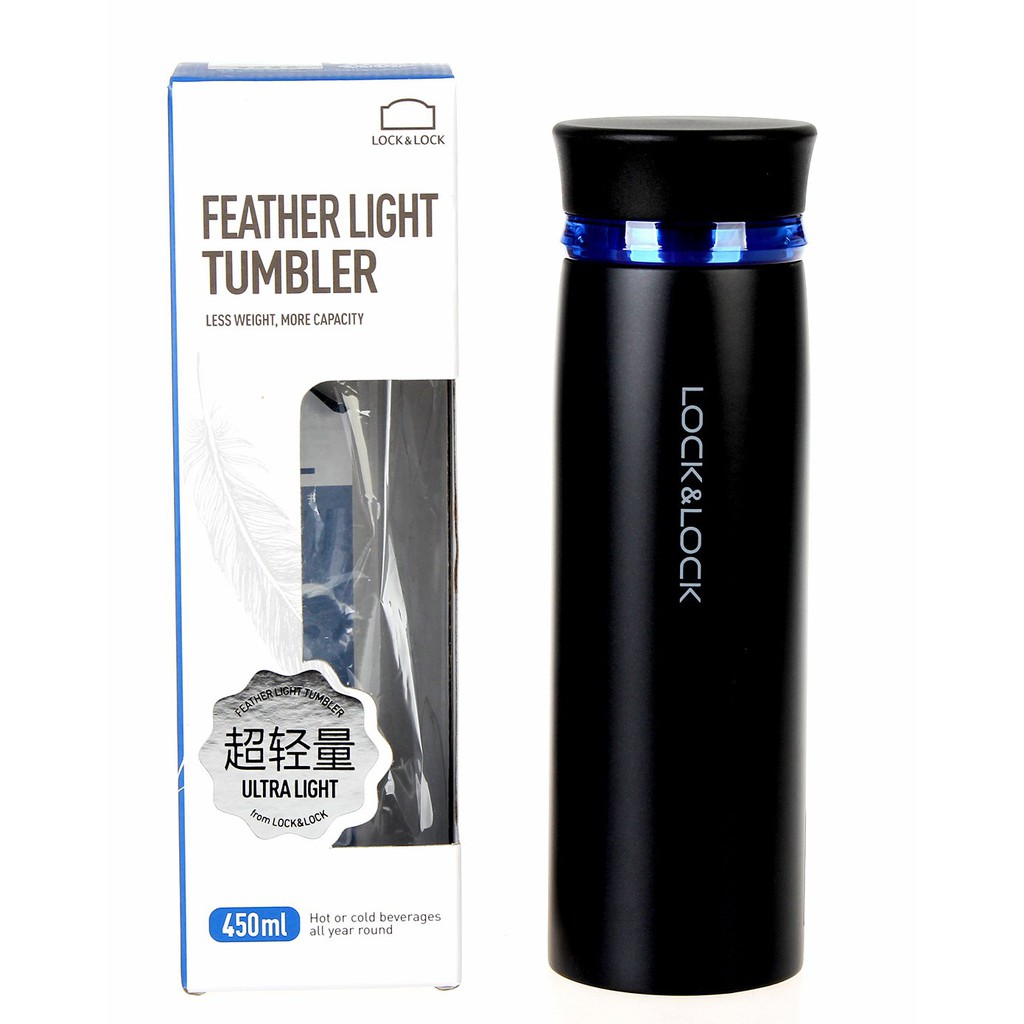 Bình giữ nhiệt Lock&Lock Feather Light 450ml - Màu Đen / Xanh LHC4131BKB