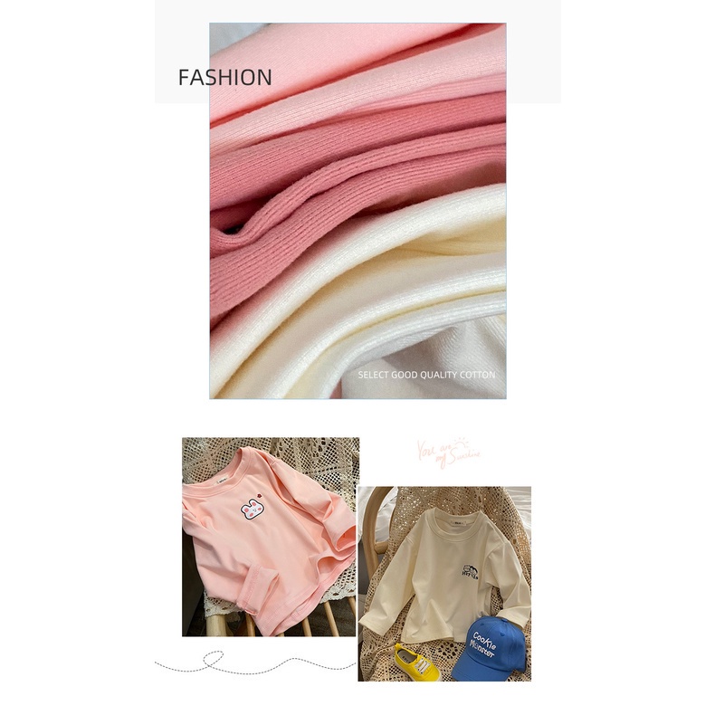 Áo thun tay dài cổ tròn dáng rộng họa tiết hoạt hình phong cách Hàn Quốc thời trang thu đông cho bé 90-160 yards