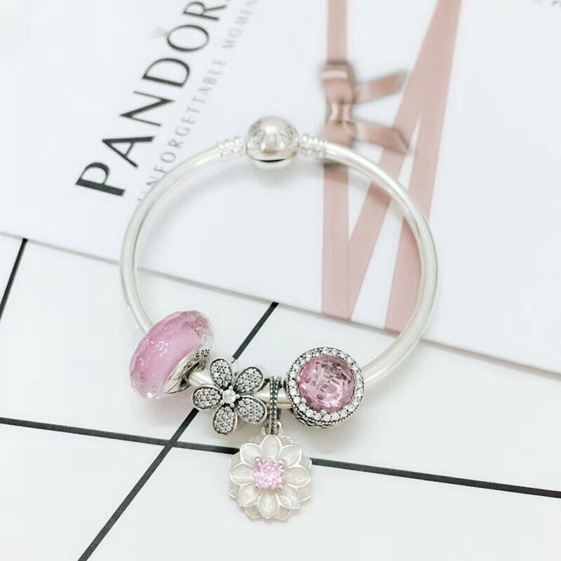 Pandora Vòng Tay Mạ Bạc 925 Asrt666 Đính Đá Pha Lê Xanh Dương Thời Trang Cho Nữ