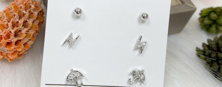 Set khuyên tai 3 đôi bạc thật mạ vàng trắng siêu đẹp (sao, tròn, mô hình kim )