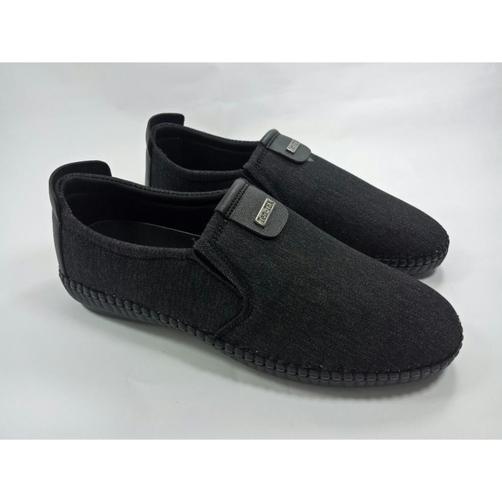 Giày lười vải jean nam màu đen đế khâu chắc  X86fashion-VJEAN01