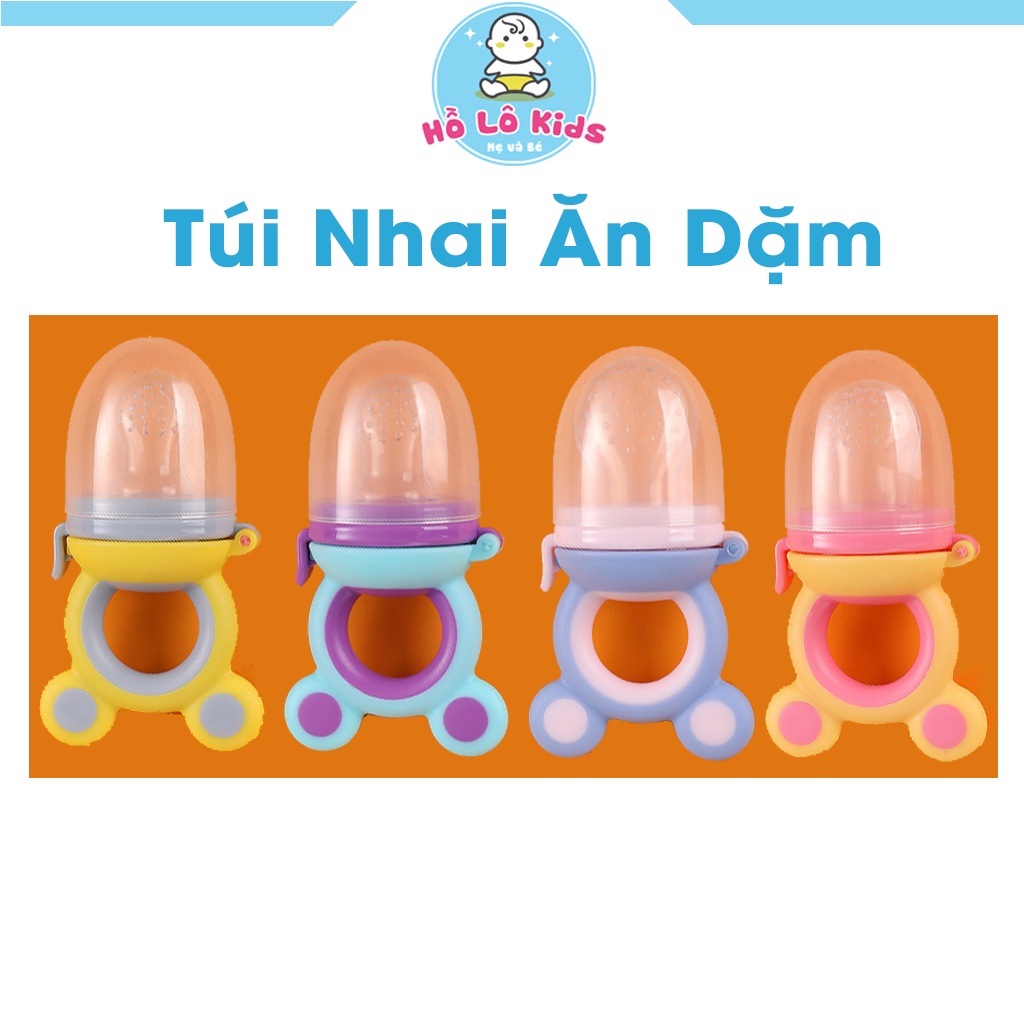Túi nhai ăn dặm cho bé, túi tập nhai chống hóc có nắp đậy vệ sinh Hồ Lô Kids