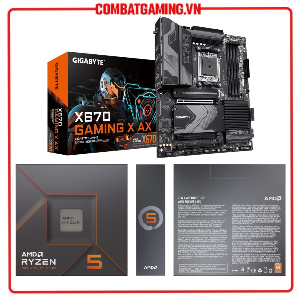 Bộ Vi Xử Lý AMD Ryzen 5 7600X &amp; Ryzen 7 7700X - Combo X670 B650M Hàng Chính Hãng