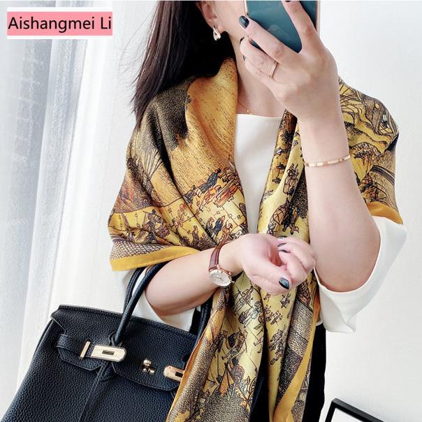 Khăn Choàng Lụa Satin Cao Cấp Chống Nắng In Họa Tiết Thời Trang Cho Nữ
