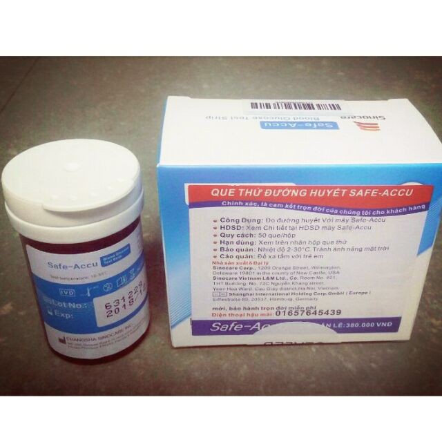 Lọ 25 que thử đường huyết, tiểu đường Sinocare Safe-Accu chính hãng