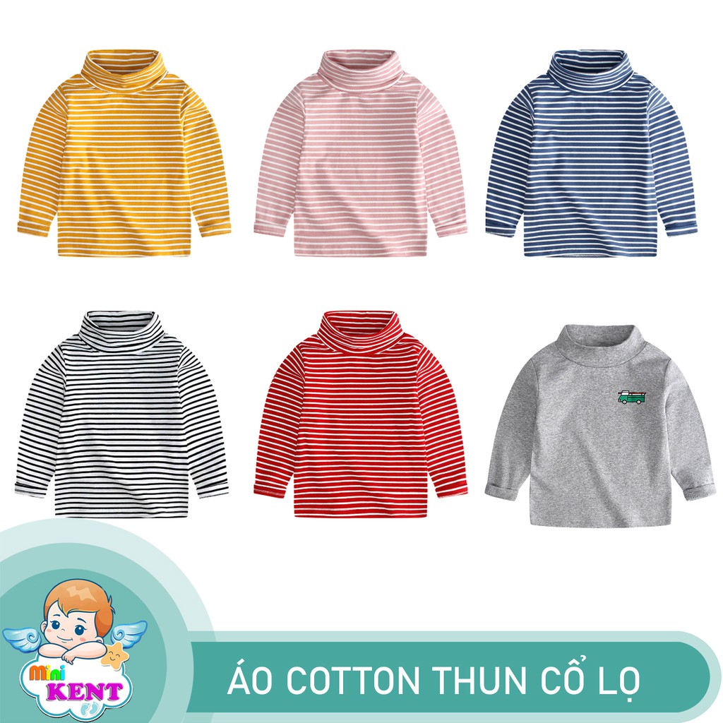 Áo cotton thun cổ lọ cho bé