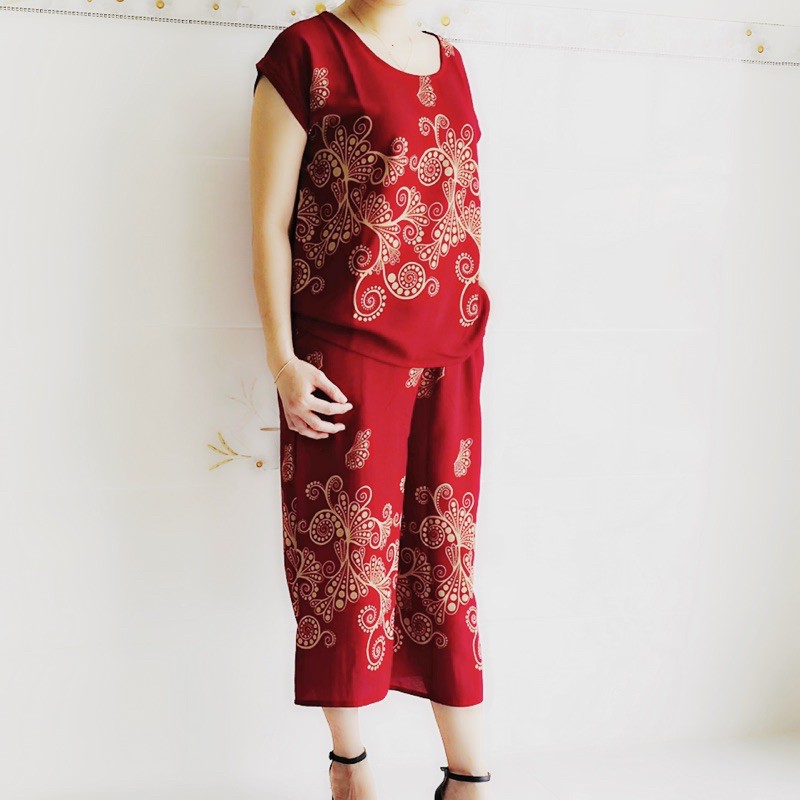 Đồ Bộ Trung Niên Ống Rộng Cho Mẹ Bà Ống Suông Quần Lở Hoạ Tiết Sang Trọng Voan Hàn Đồ Bộ Mặc Nhà U40 U50 | BigBuy360 - bigbuy360.vn