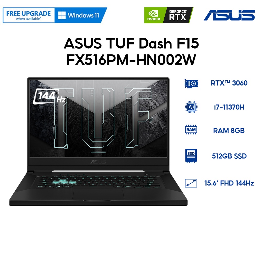 Laptop ASUS TUF Dash F15 FX516PM-HN002W i7-11370H | 8GB | 512GB | 15.6' FHD | W11