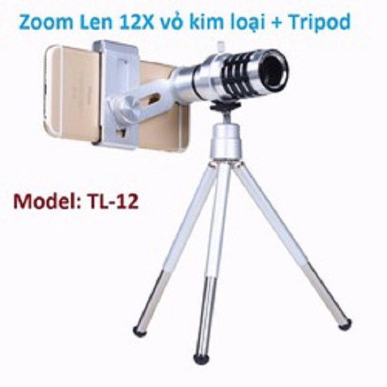 Ống kính Tele Zoom 12X vỏ kim loai kèm chân đế, TL-12