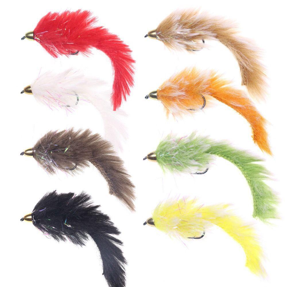 MUVAKO 3pcs Fly Trout Fishing Lures Bird Artificial Treble Hooks Swimbaits Bunny Tail